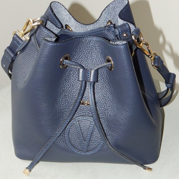 Valentino by Mario Valentino Karl Medallion Leather Bucket Bag VA2865 Authentic - Picture 6 of 16